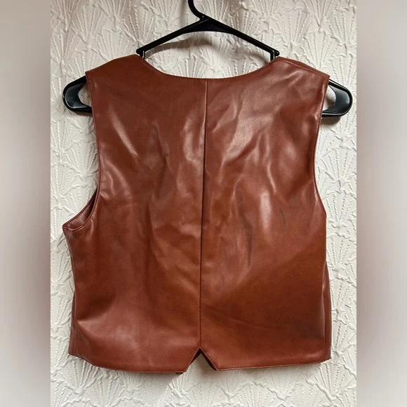 7 For All Mankind Medium Faux Leather Vest - Picture 5 of 7